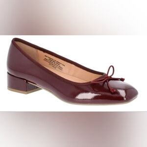 Time & Tru Women's Bow Block Heel Ballet Shoes    Size 11    Burgundy NWT